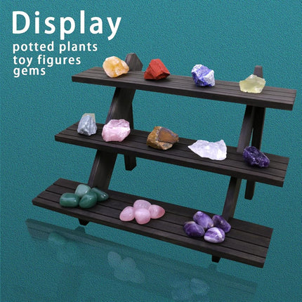 Auroal 3 Tier Earring Display Stands For Selling, Retail Display Riser Earring, Ring Holder Stand, Removable Countertop Small Merchandise Display Stand, for Figures,Cupcake, Photo (Brown color)