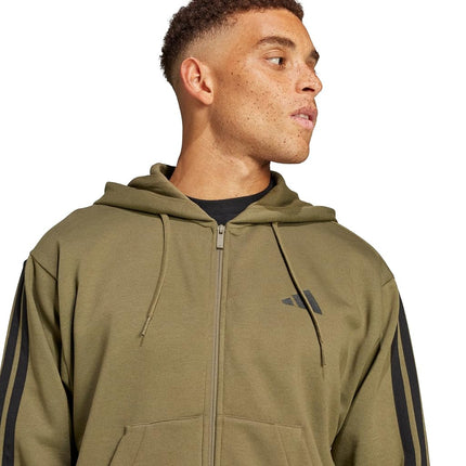 adidas mens Essentials 3-stripes Fleece Full-zip Hooded Track Top