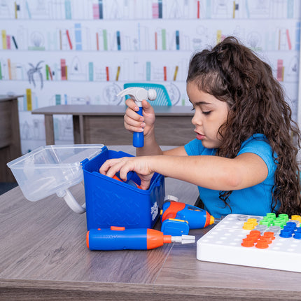 Learning Resources Design & Drill Toolbox, juego de herramientas de construcción STEM para niños, a partir de 3 años