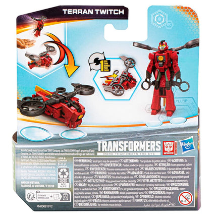 Transformers Toys EarthSpark 1-Step Flip Changer Terran Twitch, 10-cm Action Figure, Robot Toys for Ages 6 and Up