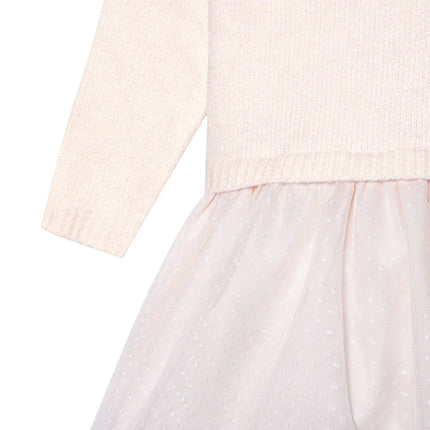Gerber Baby and Toddler Girls Sweater Dress with Tulle Skirt, Light Pink, 12 Months
