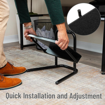 Mind Reader Foot Rest, Foot Stool, Under Desk at Work, Ergonomic, Adjustable, Office, Metal, 15" L x 14.25" W x 14.5" H, Black