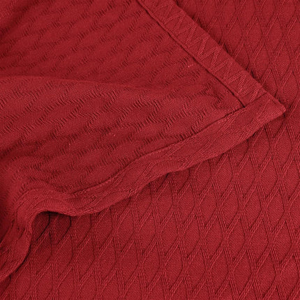 Superior Diamond Weave Blanket, 100% Cotton Cover for Home, Couch, Bed, Soft, Warm Blankets, Boho Aesthetic, Comfy, Cozy, and Cute Covers, Decorative Bedding Essentials, Throw, Burgundy