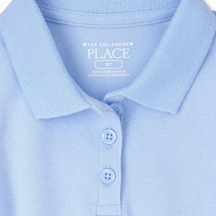 Polo de piqué de manga corta The Children's Place para bebé y niña pequeña, blanco, 2T