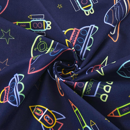 1500 Supreme Kids Bed Sheet Collection - Fun Colorful and Comfortable Boys and Girls Toddler Sheet Sets - Deep Pocket Wrinkle Free Soft and Cozy Bedding - Twin, Neon Spaceships