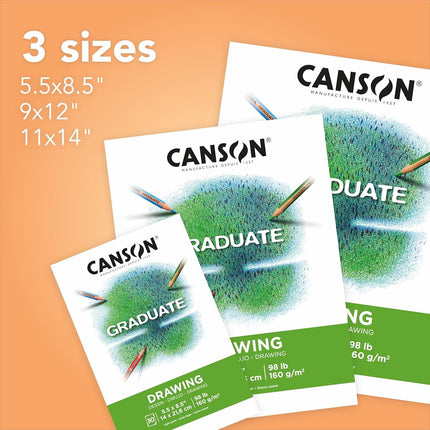 Canson Graduate Drawing Pad, Foldover, 11x14 inch, 30 Sheets | Artist Paper for Adults and Students - Drawing, Sketching and Art Journaling