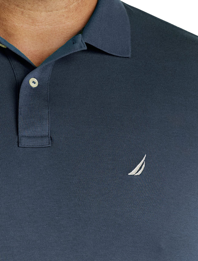 Nautica Men's Classic Fit Short Sleeve Solid Soft Cotton Polo Shirt, Navy, Large Tall