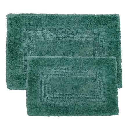 Lavish Home 2-Piece Cotton Bathroom Mat Set - Machine Washable Bath Mats for Bathroom, Kitchen, or Laundry Room (Green, 56 x 89 cm Rectangular)