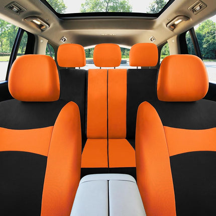 FH Group Automotive Seat Covers Orange Universal Fit Bucket and Bench Cover fits most Cars, SUVs, and Trucks (Full Set Airbag Compatible with Split Bench) FB030ORANGE115