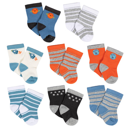 Gerber Unisex Baby 8-Pair Wiggle-Proof Sock, Space