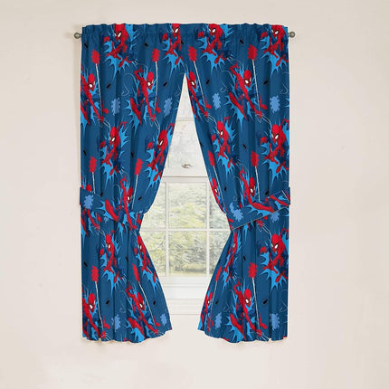 Marvel Spiderman Spidey Daze 63" Inch Drapes - Beautiful Room Décor & Easy Set Up, Bedding - Curtains Include 2 Tiebacks, 4 Piece Set (Official Marvel Product)
