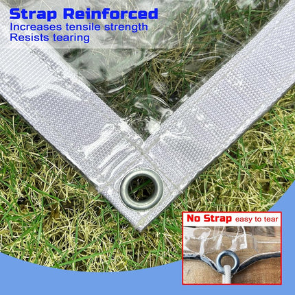 LTCANOPY Clear Tarp 8 x 10FT, 20 Mil Clear Vinyl Tarp, Small Cover Clear Plastic Sheeting with Grommets, Double-Stitched Reinforced Edges, Heavy Duty Tarps Waterproof and Tearproof
