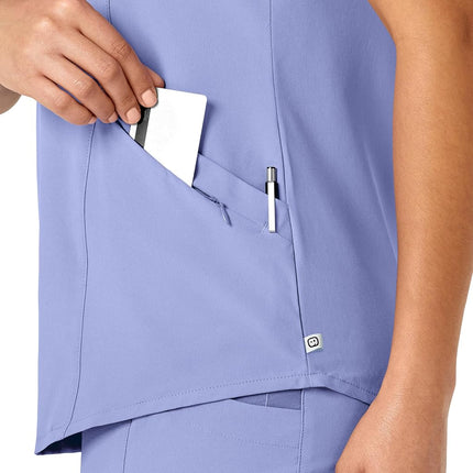 WonderWink Renew Women's V-Neck Scrub Top, Ceil Blue, XL, Ceil Blue, X-Large