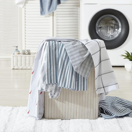 Nautica - Twin Sheets, Cotton Percale Bedding Set, Casual Home Decor (Coleridge Stripe Blue, Twin)