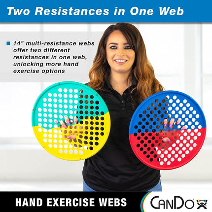 CanDo Web Hand Therapy Device, Latex, 14" Diameter, Multi-Resistance (Light/Heavy)