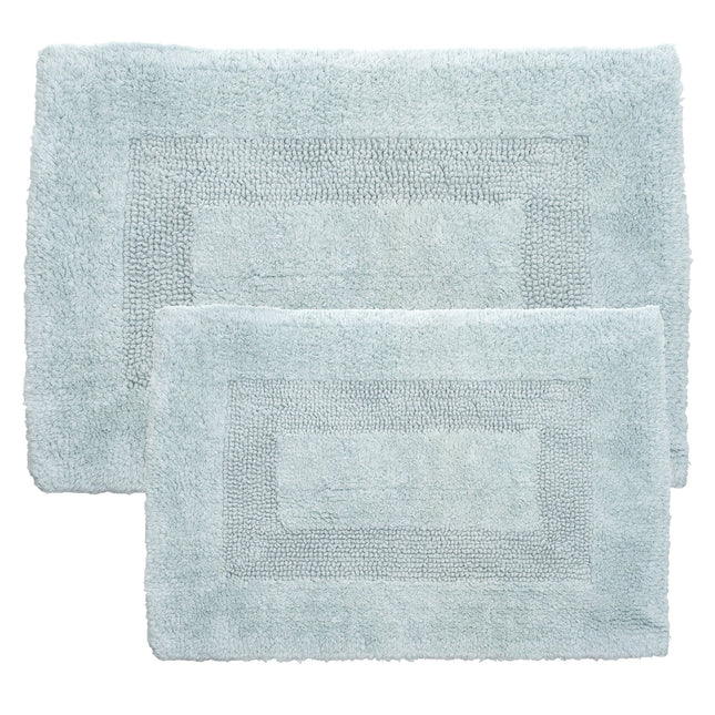 Bedford Home 100 Percent Cotton 2 Piece Reversible Rug Set - Seafoam