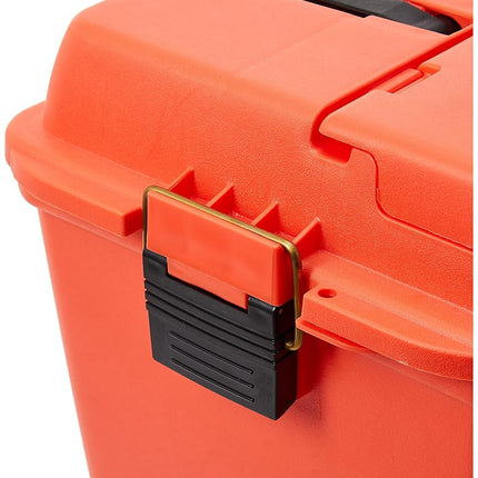 PLANO Emergency Supply Box with Shelf,Storage Box, Molded Waterproof, Tackle Storage, Heavy Duty, Outdoor Storage, Orange