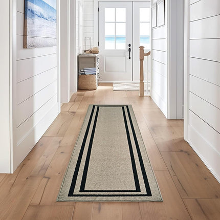 Nautica – Tapis de Couloir | Tapis d'intérieur pour Couloirs et Entrées | Tapis de Porte d'Entrée et de Cuisine Antidérapant | Tapis d'Entrée Lavable en Machine | 76 cm x 305 cm | Double Bordure Torsade Naturelle