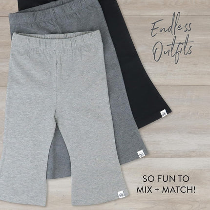 HonestBaby Multipack Leggings Skinny, Évasés et Cargo en Coton Bio pour Bébés Filles, Tout-Petits, Petites Filles, Noir Ombre, 18 Mois