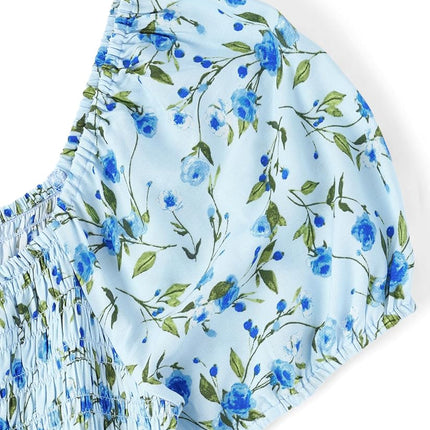 The Children's Place Robes assorties mère-fille à manches courtes, motif floral bleu Tourbillon, Grande