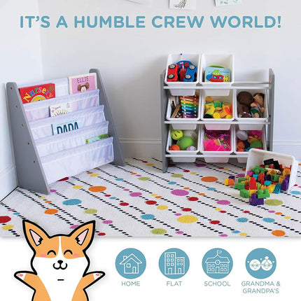 Humble Crew Wooden Toy Storage Organiser for Children & Toddlers, with 9 BPA Free Plastic Removeable Storage Bins, Ideal for Storing Toys, Games, Books and Craft Supplies - Grey/White