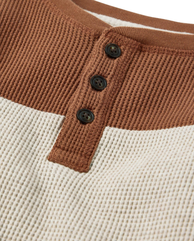 Gymboree Baby Boys' and Toddler Long Sleeve Henley Shirt, Brown Color Block, 18-24 Months