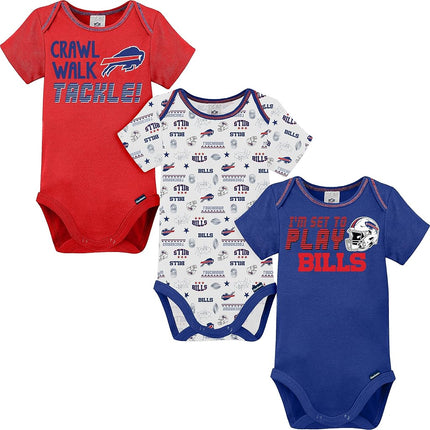 NFL Gerber Unisex Bebé Estándar Paquete de 3 Bodysuits de Manga Corta, Color del Equipo, 0-3 Meses