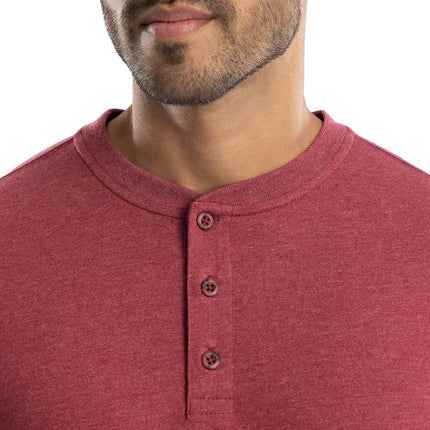 Wrangler Men's Jersey Knit Long Sleeve Henley T-Shirt, Red Heather, S