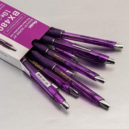Bolígrafo Pentel RSVP Super RT, (1.0 mm) trazo medio, tinta violeta, caja de 12 (BX480-V)