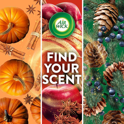 Air Wick Ambientador Eléctrico Recambio, 5 unidades, Calabaza Especiada, Ambientador, Aceites Esenciales, Aroma de Otoño, Decoración de Otoño