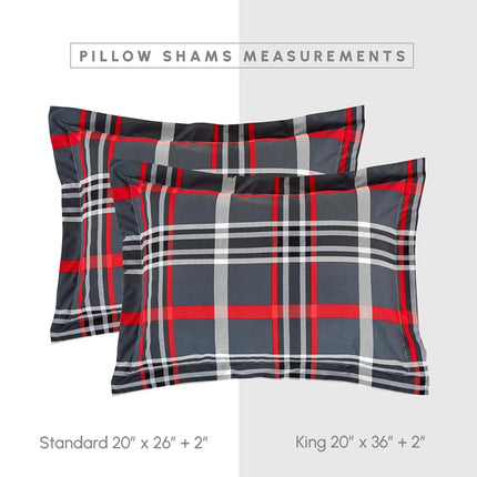 Elegant Comfort Silky Soft 8-Piece Plaid Lodge Bed-in-a-Bag Comforter Set, Includes 4pc Smart Sheet Set, Comforter, Decorative Pillow, Matching Pillowcases and Shams - Twin/Twin XL, Gray