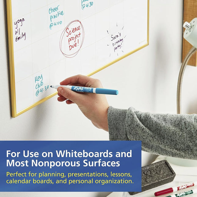 EXPO Low-Odor Dry Erase Markers, Fine Point, Assorted Colors, 4-Count