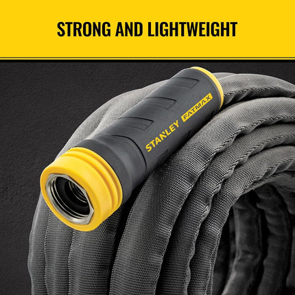 STANLEY BDS90131 Fatmax 100 ft. x 5/8 in. Fabric Hose with Swivel Coupling Watering, Gray, 100'