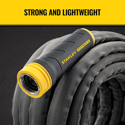STANLEY BDS918504 Fatmax 50 ft. x 5/8 in. Fabric Hose with Swivel Coupling Watering, Gray, 50'
