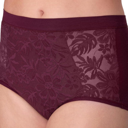 Bali Women's Breathe Underwear, High-Rise Briefs, Breathable Cotton Modal Lace Panties, 3-Pack, Light Buff/Smokey Purple Mauve/Midnight Rouge, 5
