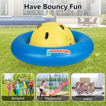 OLAKIDS - 8 FT Dome Inflatable Rocker, Outdoor Kids Rocker with 6 Safe Handles, Toddler Climbing Toy, Backyard Play Center Equipment