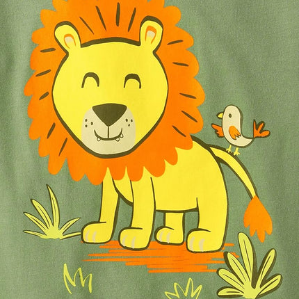The Children's Place Baby and Toddler Boys' Animal Short Sleeve Graphic T-Shirts, Multipack, Roar/Tiger/Lion, 5T