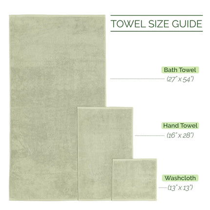 Elegant Comfort Luxury 6-Piece 100% Turkish Cotton Jacquard Braided Textured Premium Hotel Quality Towel Set– Soft and Absorbent, Includes 2 Bath Towels, 2 Hand Towels and 2 Washcloths, Jade Green