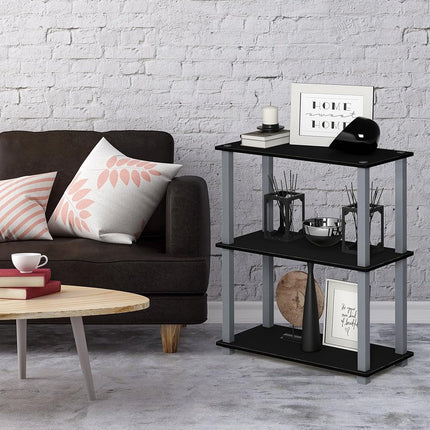 Furinno TURN-S-TUBE 3-Tier Tool-Free Corner Shelf, Black