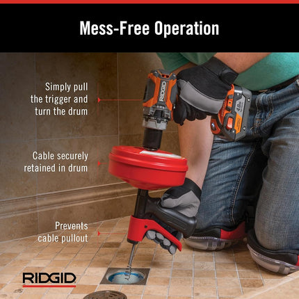 RIDGID 57043 Power Spin avec AUTOFEED, câble de nettoyage de drains Maxcore et tarière de drainage à bulbe pour enlever les bouchons