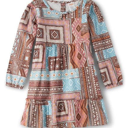 Gymboree Girls' and Toddler Long Sleeve Knit Casual Dresses, Aztec, 12-18 Months