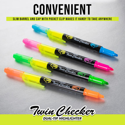 Surligneur double pointe Pentel Twin Checker, pointe biseautée, encre jaune/rose, lot de 12 (SLW8-GP)