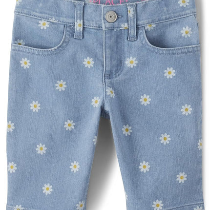 The Children's Place Short en jean skimmer pour fille, imprimé marguerite, 4 ans