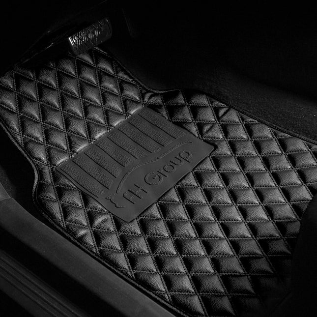 Tapis de sol automobiles noirs de luxe universels, protection toutes saisons, résistants, en simili cuir, compatibles avec la plupart des voitures, VUS et camions (design losanges avec envers antidérapant 3D de haute technologie) FH Group F12002BLACK