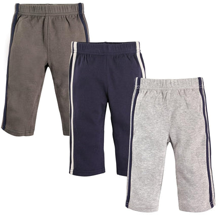 Hudson Baby Pantalones de algodón para bebé, paquete de 3, azul/gris, 6-9 meses