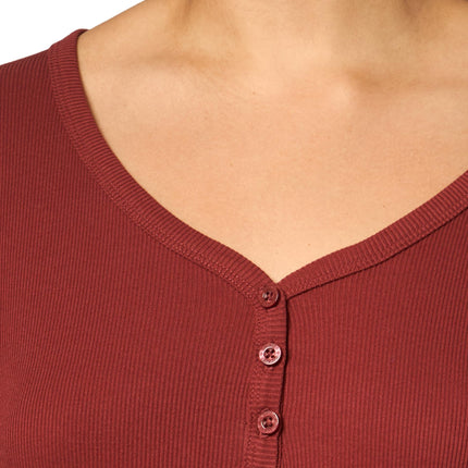 Dickies Women's Plus Size Henleys Ls, Red, 3X