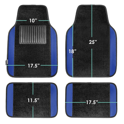 FH Group F14407BLUE Universal Fit Premium Carpet Blue Automotive Floor Mats fits most Cars, SUVs, and Trucks with Driver Heel Pad, Full Set