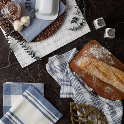 DII Everyday Kitchen Collection Assorted Dishtowel Set, 18x28, Stonewash Blue 5 Piece