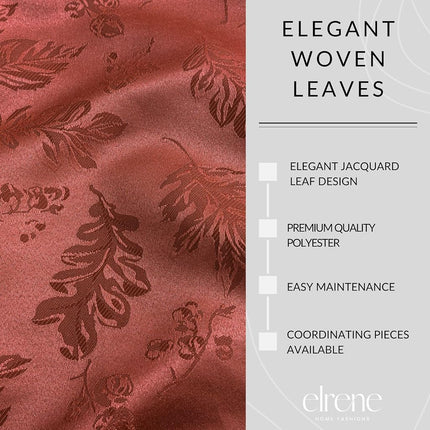Elrene Home Fashions Elegant Woven Leaves Jacquard Damask Wrinkle Resistant Tablecloth, 60" x 84", Oblong, Spice Red