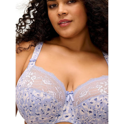Elomi Morgan Stretch Banded Underwire Bra, Blue Leopard, 42FF